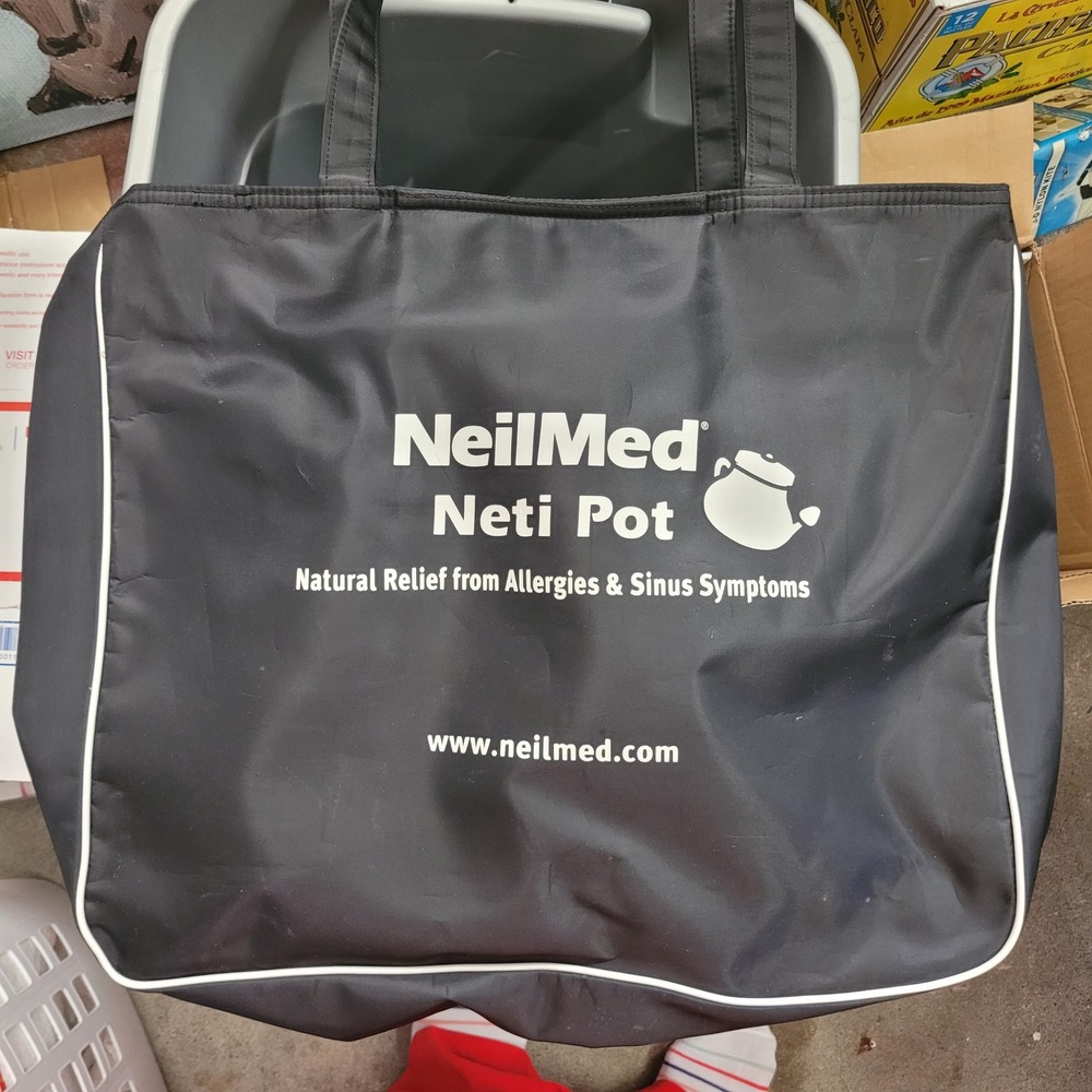 NeilMed Neti Pot Large Tote Bag Black Zippered Medical Rep Doctor Pharmaceutical